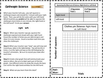Preview of Free Clothespin Science- Practicing tables and graphs