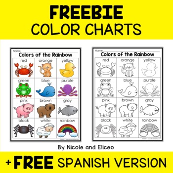 Preview of FREE Color Word Worksheet Activity + Spanish
