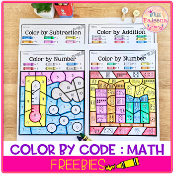 Preview of Free Color by Code – Math (Color by Number, Addition, Subtraction)