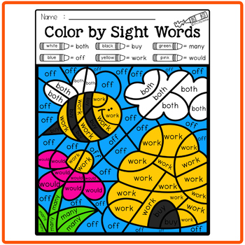 Free Color By Code Sight Words Second Grade By Miss Faleena Tpt