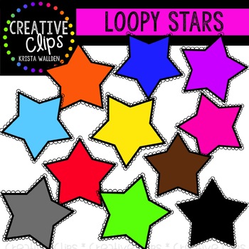 Preview of {Free} Colorful Loopy Stars {Creative Clips Digital Clipart}