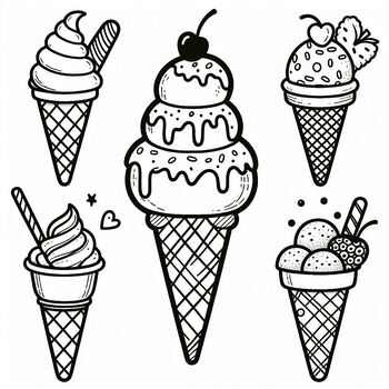 Free Coloring Ice Cream Cones 2 by Earth Cool guy | TPT