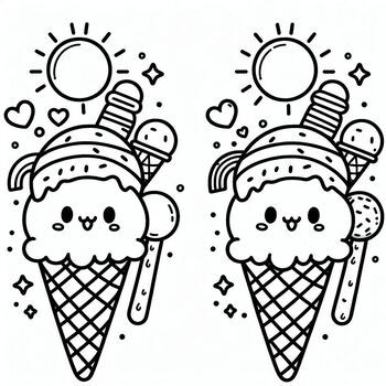 Preview of Free Coloring Page: Hello Summer Ice Cream