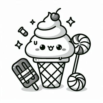 Preview of Free Coloring Page: Ice cream for Summer