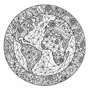 Preview of Free Coloring picture Blooming Earth in Spring - Earth Day/ New Year