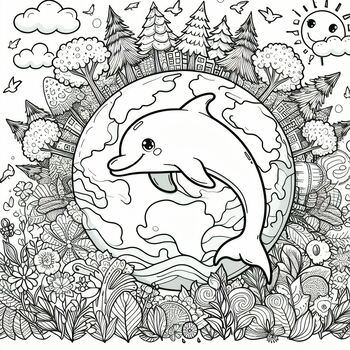 Preview of Free Coloring picture Blooming Earth in Spring - Earth Day/ New Year
