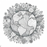 Free Coloring picture Flower Earth on Spring - Earth Day