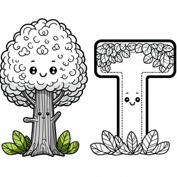 Preview of Free Coloring the letter T in the Tree for Earth Day
