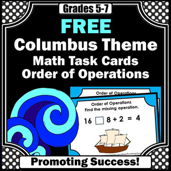  Columbus Day Math FREE Order of Operation Activities & Games Task Cards