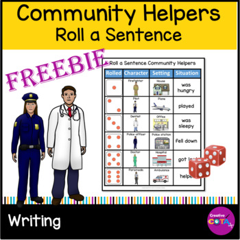 Preview of Free Occupational Therapy Community Helpers Roll a Silly Sentence Handwriting 