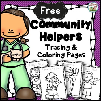 Preview of Free Community Helpers Tracing and Coloring Pages