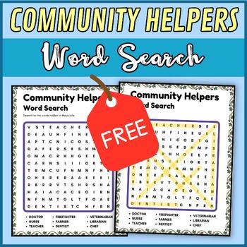 Free Community Helpers Word Search by Wonderland School | TPT