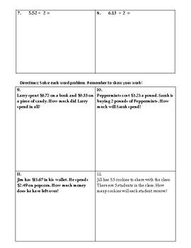 Free Computing Decimals Worksheet by Life in the Second Tier | TpT