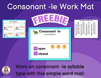 Preview of Free Consonant -le Work Mat, -Cle Syllable Type