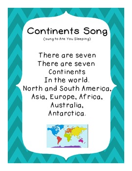 Free Continent Song by Wise Little Owls | Teachers Pay Teachers