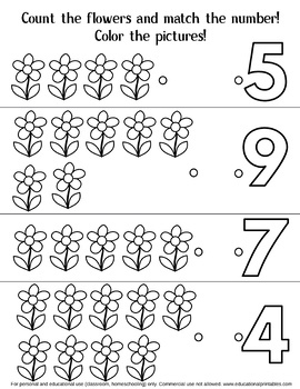 Free Counting Flowers Worksheet by Janet's Educational Printables