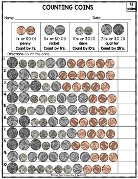 free counting coins worksheets distance learning tpt