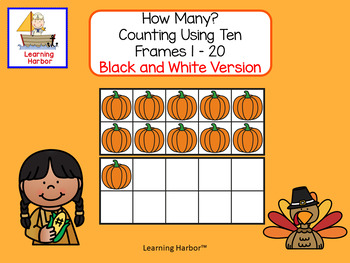 Preview of Free Counting to 20 with Ten Frames and Double Ten Frames Thanksgiving Pumpkins