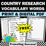 Free Country Research Project Vocabulary Activities Social