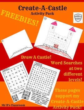 Preview of Free! Create-A-Castle Activity Pack Freebies! Word Search Draw-A-Castle