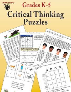 Preview of Free Critical Thinking Puzzle Activities eBook for Grades K-5