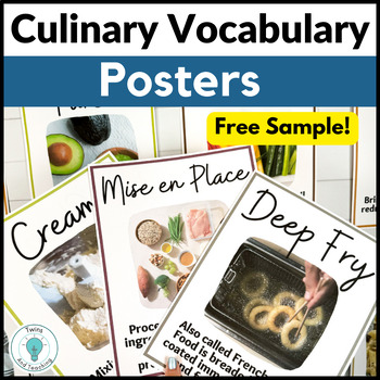 Preview of Cooking Terms Posters for Culinary Arts Room Decor for FCS