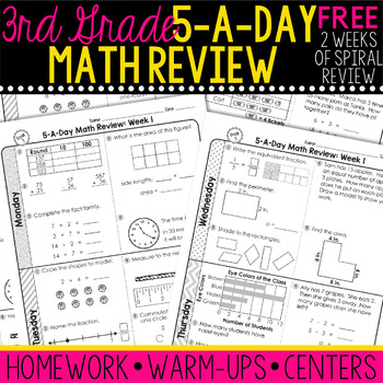 Preview of 3rd Grade Daily Math Spiral Review - 2 Weeks FREE