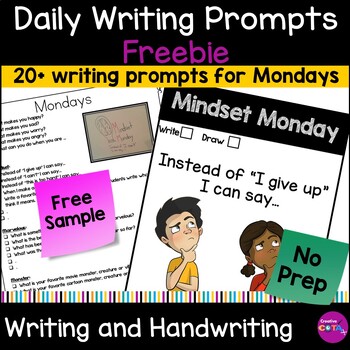 Preview of Free Morning Work Daily Journal Writing Prompts for Mondays