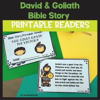 David and Goliath Bible Story Mini-book Reader with different reading ...