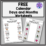 Free Days and Months Calendar Picture Matching Worksheets 