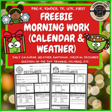 Free December Morning Work (Daily Calendar/Weather) PreK, 