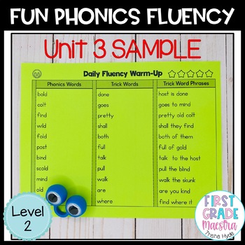 Preview of Free Decodable Fluency Practice | Level 2 Unit 3 |  Fun Phonics