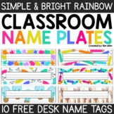 Free Desk Name Tags Bright Rainbow Classroom Decor Student