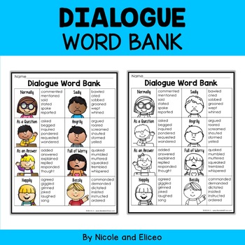 Preview of Dialogue Words Writing Anchor Chart