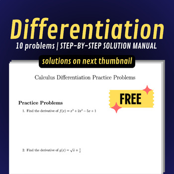 Preview of Free Differentiation Problem Set (WITH STEP-BY-STEP SOLUTIONS)