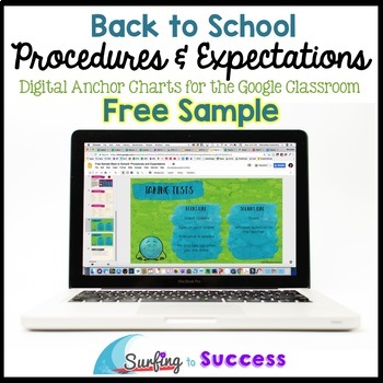 Preview of Free Digital Anchor Charts: Back to School Procedures & Expectations Sample