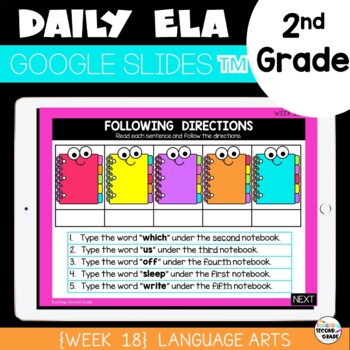 Preview of Digital ELA Morning Work for Google™ Classroom 2nd Grade Week 18