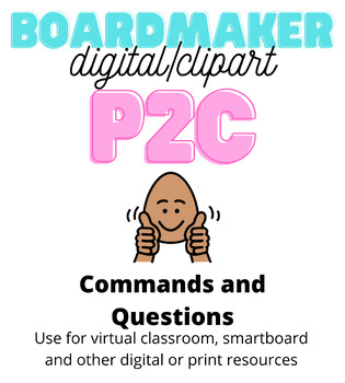Preview of Free Digital P2C - Commands and Questions Words (Boardmaker clipart clip art)