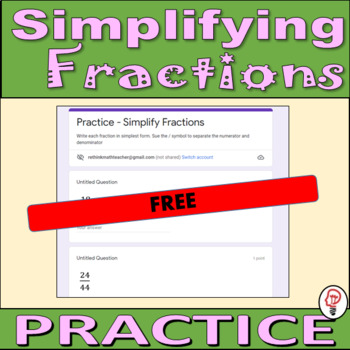 Preview of Free Digital Practice - Simplify Fractions