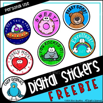 Preview of Free Digital Stickers Clip Art - Chirp Graphics