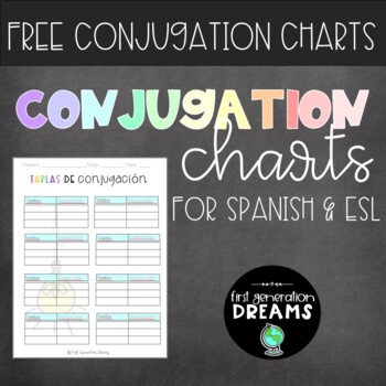 Preview of Free Digital Verb Conjugation Charts in Spanish & English