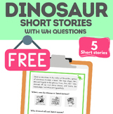 Free Dinosaur 5 Short Stories & WH Question Therapy Speech