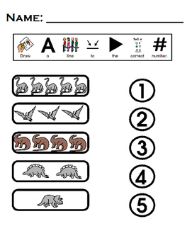 Preview of Free Dinosaur Math 1-5 Worksheet