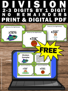 free long division task cards with no remainders long division games