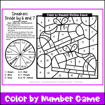 free division color by number game bonus division coloring sheet