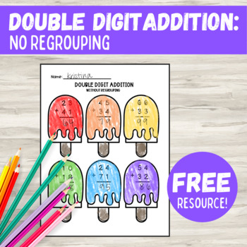 Preview of Double Digit Addition without Regrouping | 2nd Grade Math Free Summer Worksheet