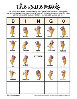 Preview of Free Download:  BINGO Template and Feelings Word List