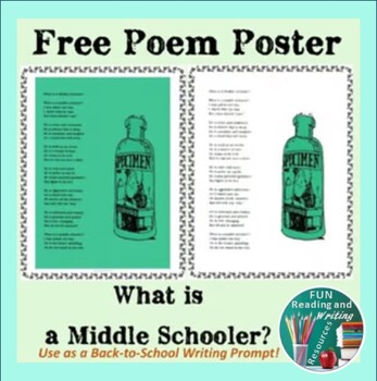 Preview of Beginning of the Year Middle School Poster Poem and Writing Prompt Free Download