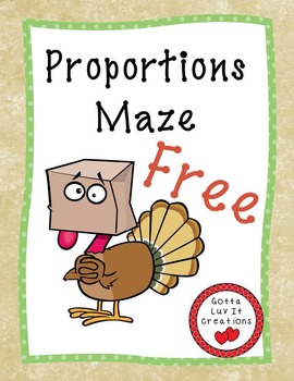 Preview of Free Download Thanksgiving Math Solving Proportions Fall Math Maze