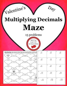 Preview of Free Download Valentine's Day Math Multiplying Decimals Holiday Math Maze
